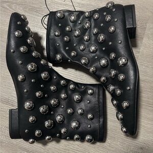 H&M Black Ankle Boots with Silver Studs